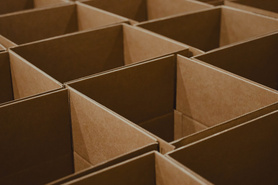 Cardboard shipping boxes stacked for dispatch